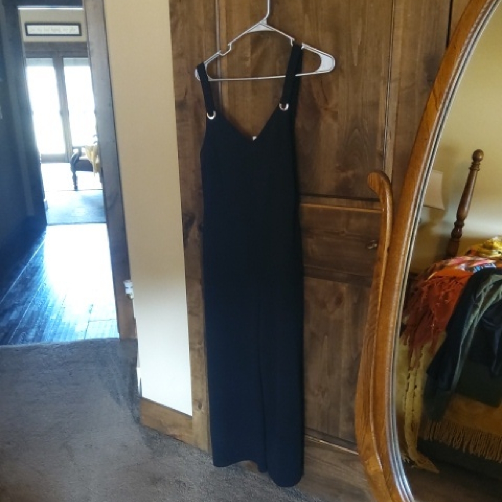 Caution To The Wind Black Pant Suit with Grommet Straps